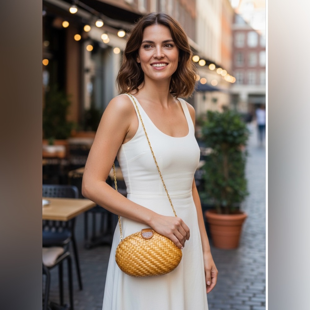 Rodo Chic Tan Woven Crossbody Bag